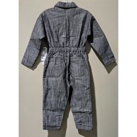 Disney Mulan Gray Denim & Pink Floral Zip Front Jumpsuit Coveralls Outfit -- 4T - Picture 6 of 10